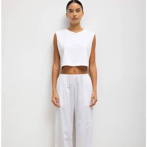 NWT LESET Margo Sleeveless Henley in white - large